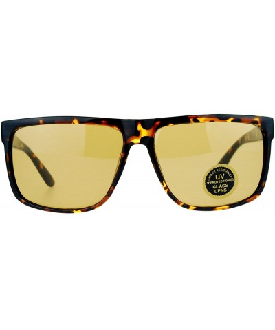 Square Impact Resistant Glass Lens Sunglasses Square Designer Fashion Frame - Tortoise (Brown) - CP18060OMCX $21.27