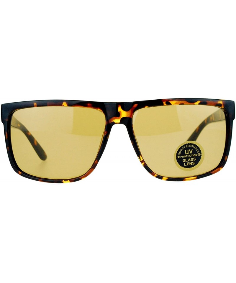 Square Impact Resistant Glass Lens Sunglasses Square Designer Fashion Frame - Tortoise (Brown) - CP18060OMCX $18.34