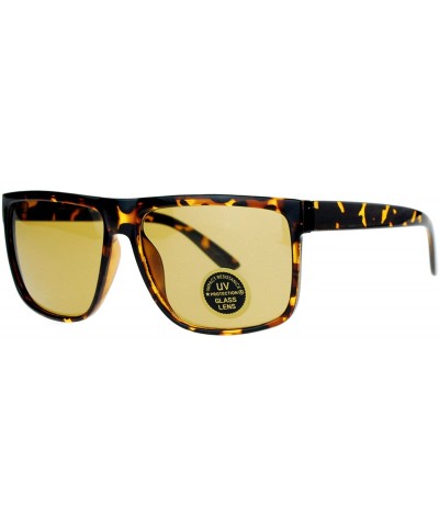 Square Impact Resistant Glass Lens Sunglasses Square Designer Fashion Frame - Tortoise (Brown) - CP18060OMCX $9.29