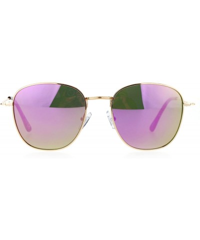 Square Vintage Fashion Sunglasses Womens Thin Metal Square Frame Mirror Lens - Gold (Purple Mirror) - CD188G67C52 $21.51
