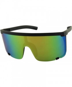 Goggle Oversized Super Shield Colorful Mirrored Lens Sunglasses Retro Flat Top 80's Frame - CO194ZTQ5TE $14.95