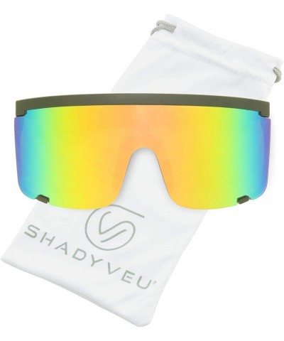 Goggle Oversized Super Shield Colorful Mirrored Lens Sunglasses Retro Flat Top 80's Frame - CO194ZTQ5TE $14.95