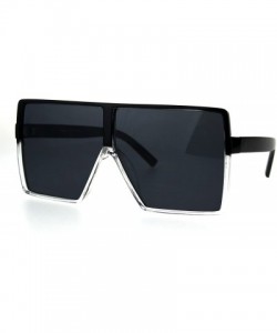 Rectangular Mens Oversize Squared Robotic Shield Racer Plastic Sunglasses - Black Clear Black - CC185QDT6KN $10.15