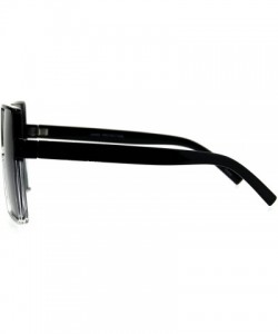 Rectangular Mens Oversize Squared Robotic Shield Racer Plastic Sunglasses - Black Clear Black - CC185QDT6KN $10.15
