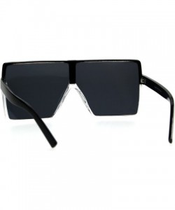 Rectangular Mens Oversize Squared Robotic Shield Racer Plastic Sunglasses - Black Clear Black - CC185QDT6KN $10.15