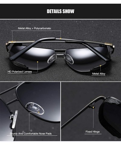 Square Polarized Square Sunglasses for Men Al-Mg Driving Sun Glasses Womens - Black Gold - CH1953Y7L8Y $18.46