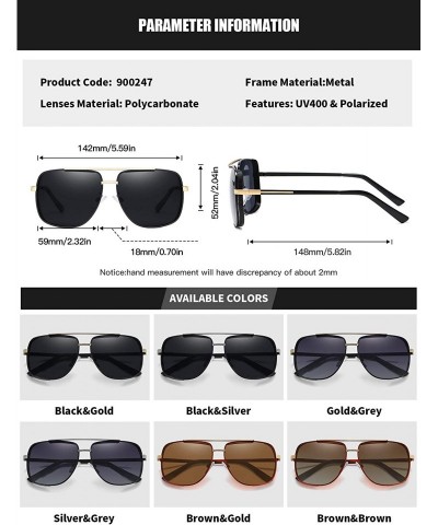 Square Polarized Square Sunglasses for Men Al-Mg Driving Sun Glasses Womens - Black Gold - CH1953Y7L8Y $18.46