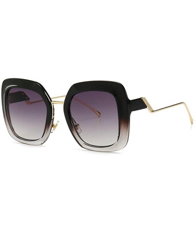 Square Fashion Large Frame Cat Sunglasses Lady Vintage Square Gradient Sun Glasses UV400 - Grey - CP18RLI0Y3Y $23.16