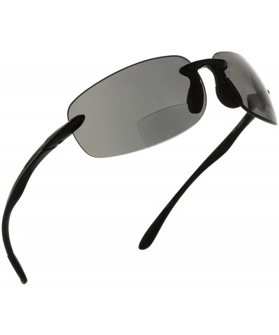 Semi-rimless Island Bifocal Sunglasses Rimless Readers - Non-polarized Black Frame/Smoke Lens - CB11JEHUFVL $49.78