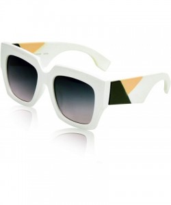 Rectangular Oversized Square Sunglasses for Women/Men Big Designer Colorblock Arms - White - CA18WCA34U3 $13.13