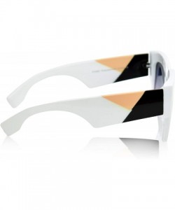 Rectangular Oversized Square Sunglasses for Women/Men Big Designer Colorblock Arms - White - CA18WCA34U3 $13.13