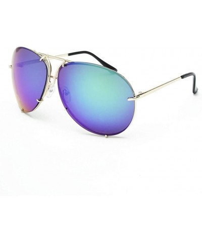 Oval Sunglasses Women Retro Classic Brand Designer Oval Sunglasses Coating Mirror Lens Shades - Green Mirror - CR198O256K6 $2...