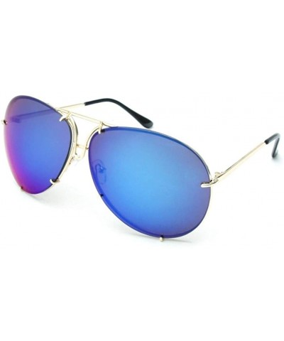 Oval Sunglasses Women Retro Classic Brand Designer Oval Sunglasses Coating Mirror Lens Shades - Green Mirror - CR198O256K6 $1...