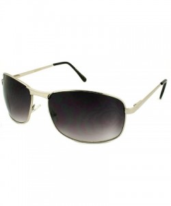 Square Over-sized Rectangular Metal Frame Sunglasses w/Spring Hinge BG20843S - Silver - CF11807TBVB $8.07