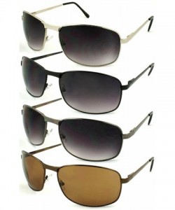 Square Over-sized Rectangular Metal Frame Sunglasses w/Spring Hinge BG20843S - Silver - CF11807TBVB $8.07