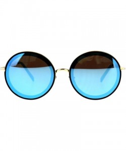 Round Womens Stylish Sunglasses Double Frame Round Fashion Shades UV 400 - Black (Blue Mirror) - C218E6KO4S7 $12.88