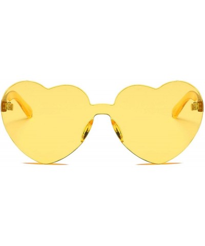 Rimless Girls Heart Shaped Rimless Sunglasses Transparent Frameless Glasses Tinted Eyewear for Women Party Cosplay - D - CL18...