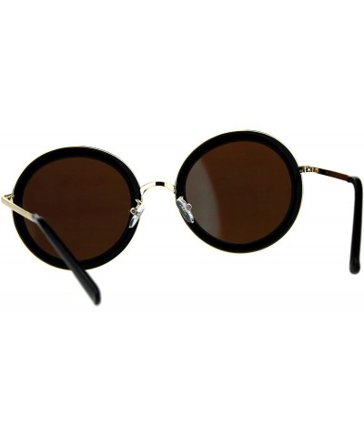 Round Womens Stylish Sunglasses Double Frame Round Fashion Shades UV 400 - Black (Blue Mirror) - C218E6KO4S7 $12.88