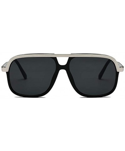 Square Unisex Casual retro polarized sunglasses UV400 Protection - Silver - C418XEWK5MT $14.22