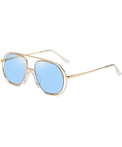 Square New Ocean Trend Sunglasses Fashion Hollow Ladies Luxury Men's Metal Sunglasses UV400 - Blue - C9194RZUCG9 $9.53