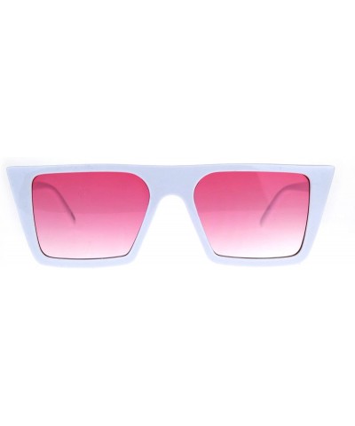 Cat Eye Womens Oceanic Color Squared Flat Top Goth Cat Eye Sunglasses - White Pink - C1189U6D3GC $10.74