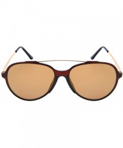 Aviator Modern Top Bar Aviators w/Flat Color Mirrored Lens 53094-FLREV - Clear Brown - CG182X0TQQ3 $7.68