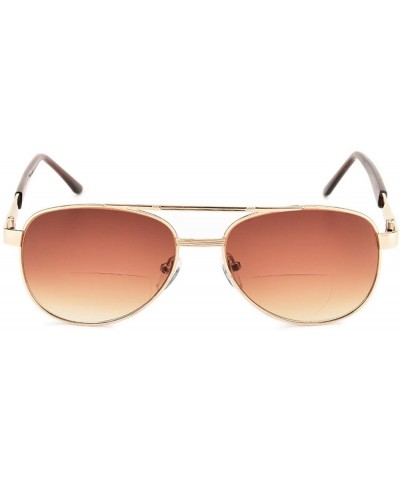 Aviator Bifocal Sun Readers Glasses Outdoor Reading Glasses & Sunglasses Unisex - Brown Frame - CO18ECLK0SY $12.49
