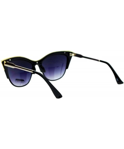 Rectangular Metal Top Accent Cateye Sunglasses Womens Designer Fashion Shades - Black - C3187IETY59 $13.39