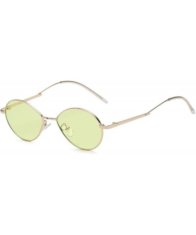 Oval Metal Retro Vintage Oval Round Fashion Designer Sunglasses - Green - CB18I564G5T $20.21