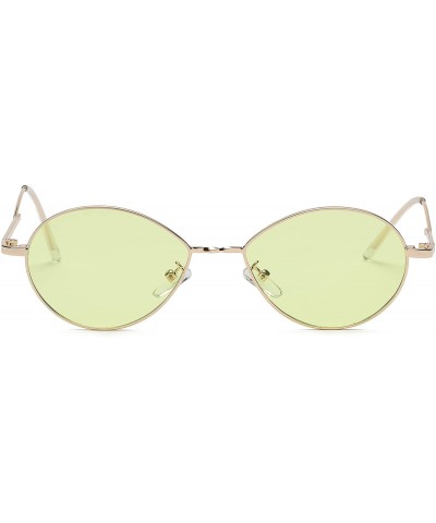 Oval Metal Retro Vintage Oval Round Fashion Designer Sunglasses - Green - CB18I564G5T $8.93