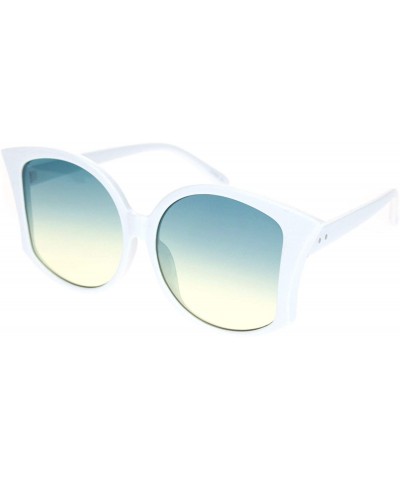 Butterfly Womens Retro Vintage Style Bat Shape Designer Fashion Sunglasses - White Green Yellow - CN18O3L4LQY $17.72