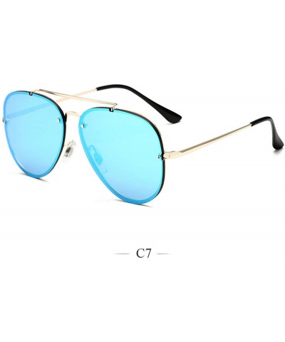 Round Men Women Lens Oversized Sun Glasses Fashion Retro Round Sunglasses Vintage Luxury Mirror - 6 - CM198A4H9EC $33.78