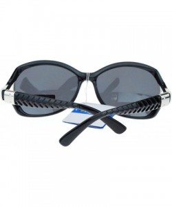 Butterfly Womens Oversized Anti Glare Polarized Buckle Trim Butterfly Sunglasses - Black Silver - CP11YAXMZ2Z $25.90