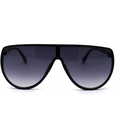 Oversized Womens Shield Oversize Plastic Designer Fashion Sunglasses - Black Smoke - CH196R5CMIL $10.43