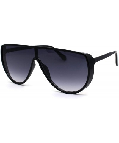 Oversized Womens Shield Oversize Plastic Designer Fashion Sunglasses - Black Smoke - CH196R5CMIL $10.43