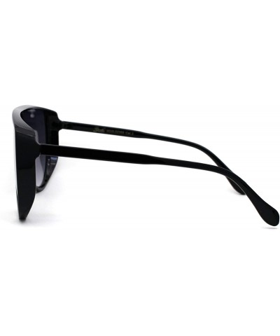 Oversized Womens Shield Oversize Plastic Designer Fashion Sunglasses - Black Smoke - CH196R5CMIL $10.43