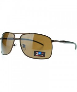 Rectangular Air Force Mens Sunglasses Rectangular Metal Frame Spring Hinge - Brown - CF11OI0EBD7 $11.54