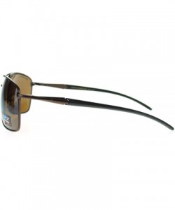 Rectangular Air Force Mens Sunglasses Rectangular Metal Frame Spring Hinge - Brown - CF11OI0EBD7 $11.54