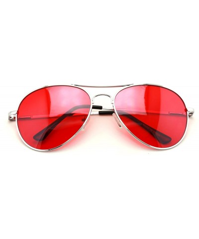 Rimless Colorful Silver Metal Aviator With Color Lens Sunglasses (Red lens) - C3125PY8IGP $22.90