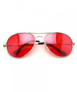 Rimless Colorful Silver Metal Aviator With Color Lens Sunglasses (Red lens) - C3125PY8IGP $9.70