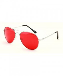 Rimless Colorful Silver Metal Aviator With Color Lens Sunglasses (Red lens) - C3125PY8IGP $9.70