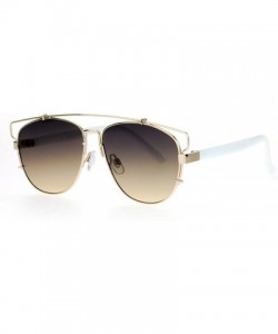 Aviator Super Flat Lens Sunglasses Designer Fashion Wire Top Unisex Shades UV 400 - Gold White - CT128NRWF2T $10.37