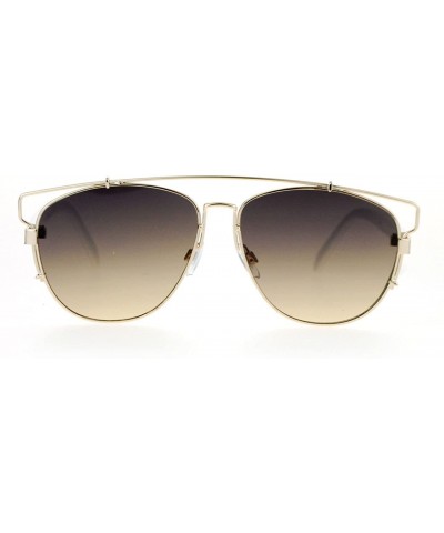 Aviator Super Flat Lens Sunglasses Designer Fashion Wire Top Unisex Shades UV 400 - Gold White - CT128NRWF2T $10.37
