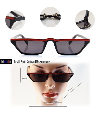 Rectangular Extreme Wide Slim Flat Top Rectangular Cat-Eye Sunglasses A137 - White/ Black - CM18C8IOW9N $12.53