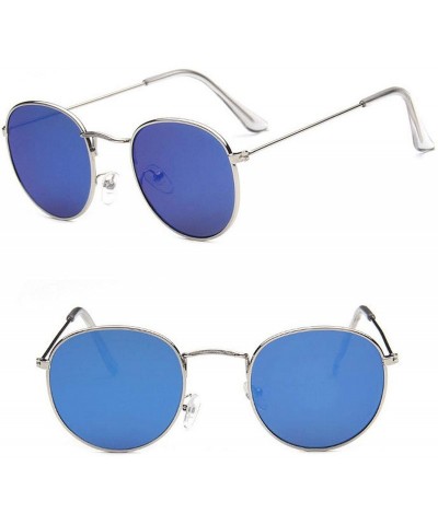 Oval Round Retro Sunglasses Women Luxury Brand Glasses Women/Men Small Mirror Oculos De Sol Gafas UV400 - Silverblue - CW197Z...