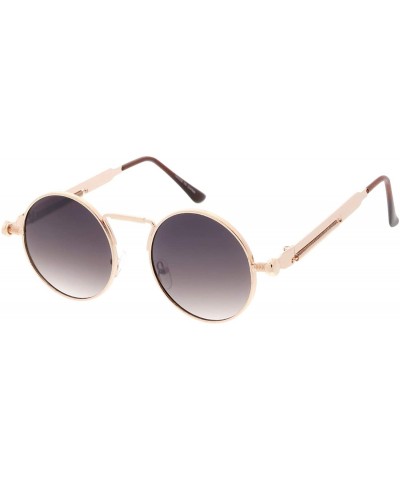Oversized SteamPunk 80s Retro Fashion Round Frame Sunglasses - Black - CK18UETSYOL $22.39