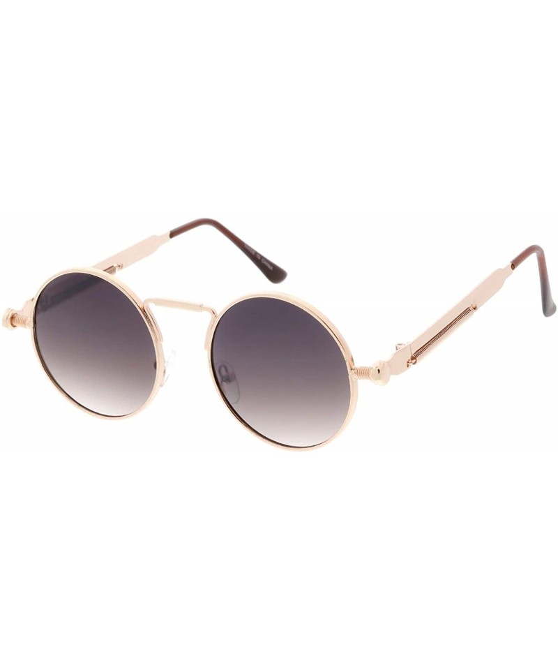 Oversized SteamPunk 80s Retro Fashion Round Frame Sunglasses - Black - CK18UETSYOL $20.23