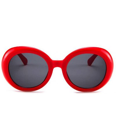 Oval Round Oval Sunglasses Mod Style Retro Thick Frame Fashion eyewear - Red Gray - CS189U74ROZ $16.77
