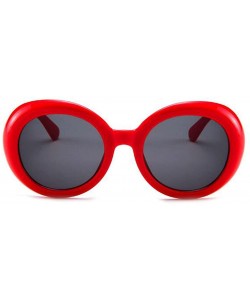 Oval Round Oval Sunglasses Mod Style Retro Thick Frame Fashion eyewear - Red Gray - CS189U74ROZ $16.77
