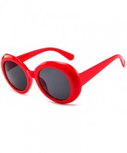 Oval Round Oval Sunglasses Mod Style Retro Thick Frame Fashion eyewear - Red Gray - CS189U74ROZ $16.77